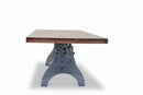 KNOX Adjustable Dining Table - Embossed Cast Iron Base - Provincial - Rustic Deco Incorporated