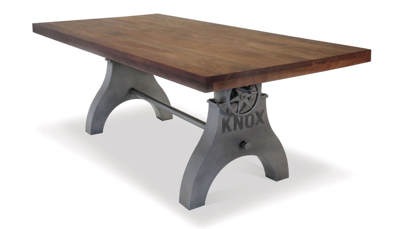 KNOX Adjustable Dining Table - Embossed Cast Iron Base - Provincial - Rustic Deco Incorporated