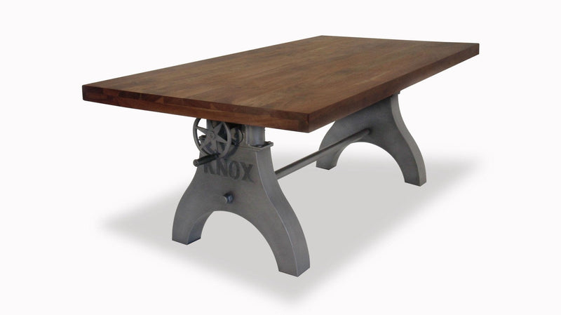 KNOX Adjustable Dining Table - Embossed Cast Iron Base - Provincial - Rustic Deco Incorporated