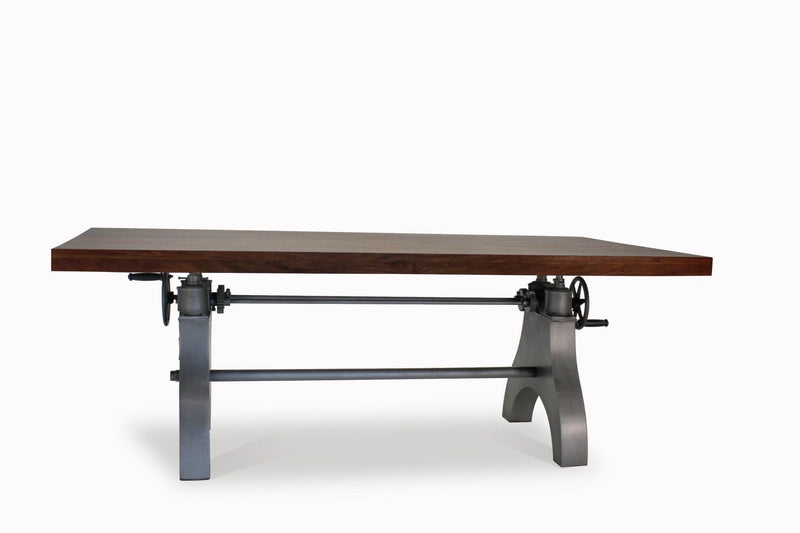 KNOX Adjustable Dining Table - Embossed Cast Iron Base - Provincial - Rustic Deco Incorporated