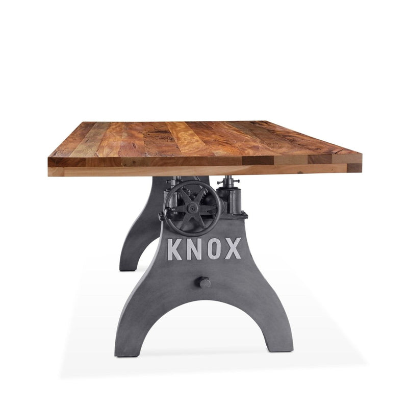 KNOX Adjustable Dining Table - Industrial Cast Iron Base - Rustic Walnut - Knox Deco - Tables