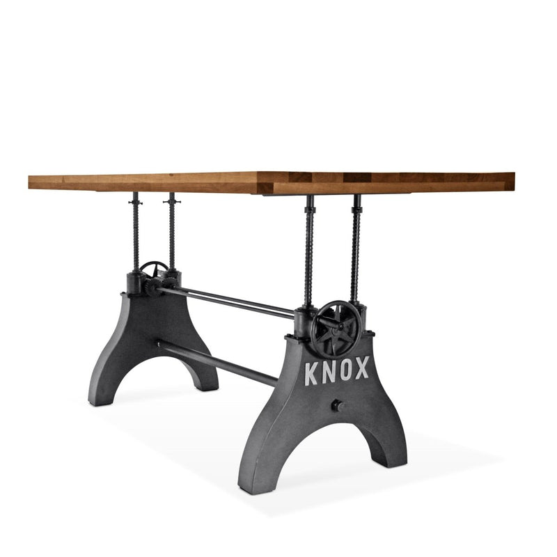 KNOX Adjustable Dining Table - Industrial Cast Iron Base - Rustic Walnut - Knox Deco - Tables