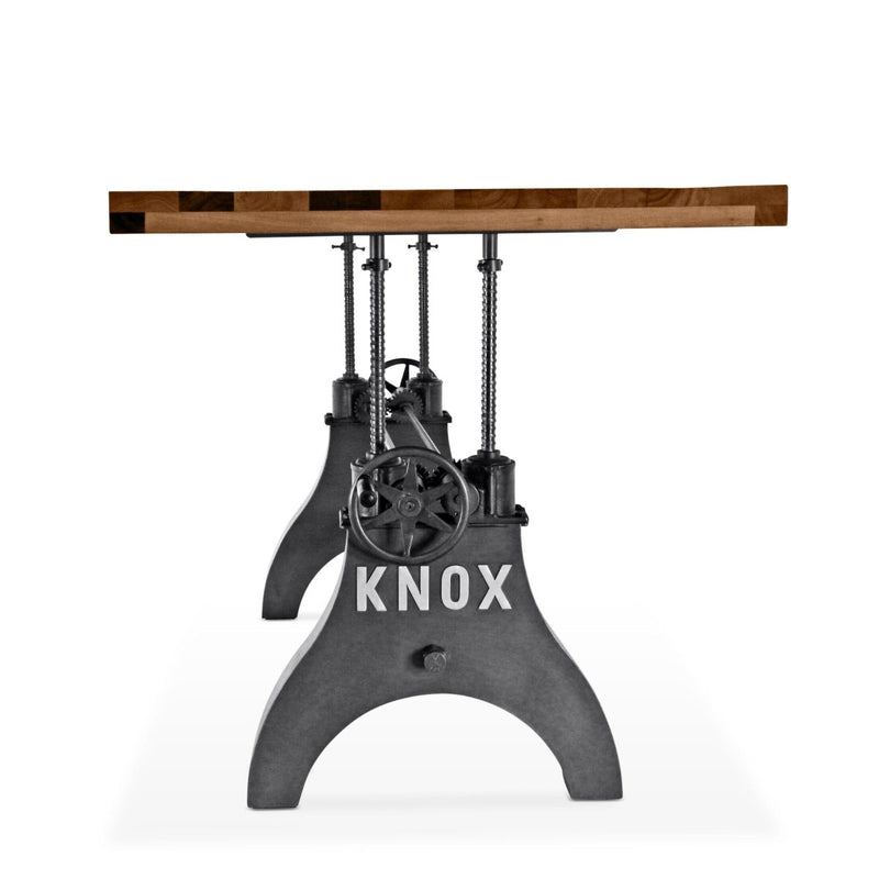 KNOX Adjustable Dining Table - Industrial Cast Iron Base - Rustic Walnut - Knox Deco - Tables