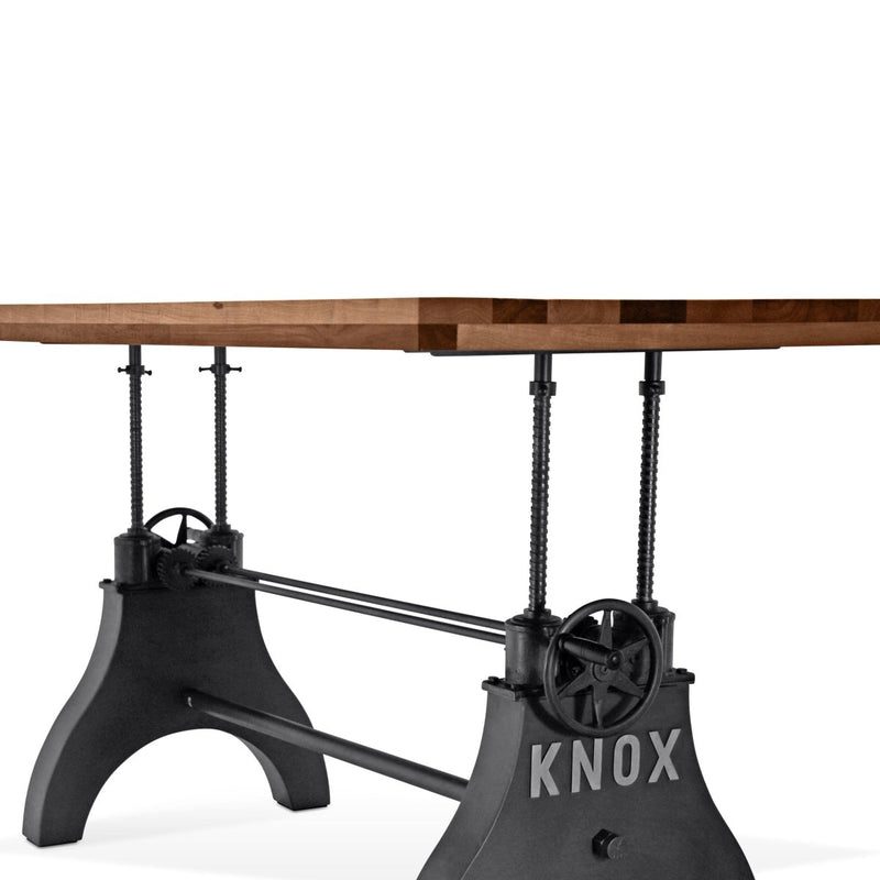 KNOX Adjustable Dining Table - Industrial Cast Iron Base - Rustic Walnut - Knox Deco - Tables