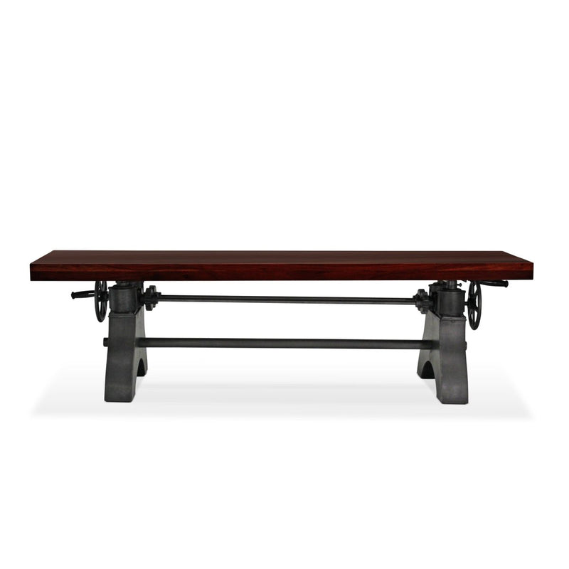 KNOX Adjustable Height Dining Bench - Steel Base - Mahogany Wood Seat - Knox Deco - Seating