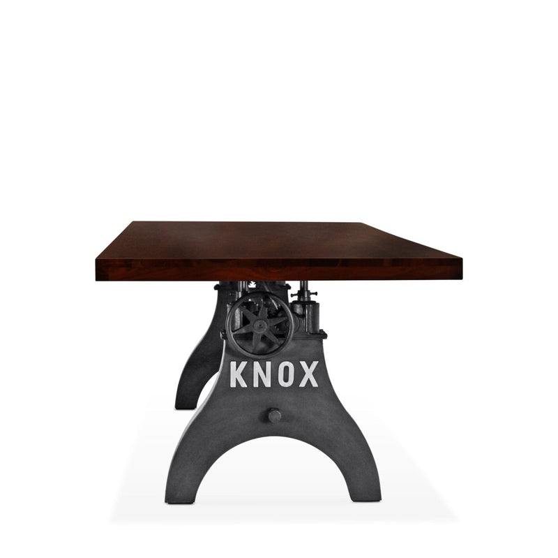 KNOX Adjustable Height Dining Table - Cast Iron Base - Mahogany Top - Knox Deco - Tables