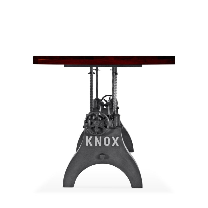 KNOX Adjustable Height Dining Table - Cast Iron Base - Mahogany Top - Knox Deco - Tables