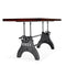 KNOX Adjustable Height Dining Table - Cast Iron Base - Mahogany Top - Knox Deco - Tables