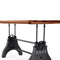 KNOX Adjustable Height Dining Table - Cast Iron Base - Rustic Mahogany Dining Table Rustic Deco