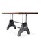 KNOX Adjustable Height Dining Table - Cast Iron Base - Rustic Mahogany Dining Table Rustic Deco