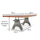 KNOX Adjustable Height Dining Table - Steel Base - 8 ft Acacia Top - Knox Deco - Tables