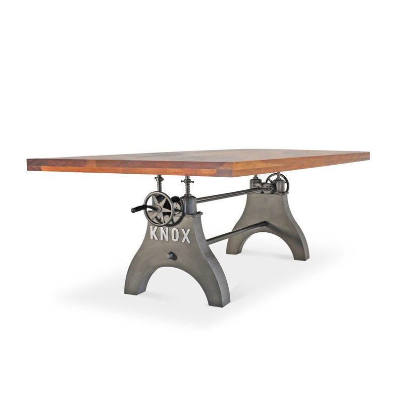 KNOX Adjustable Height Dining Table - Steel Base - 8 ft Acacia Top - Knox Deco - Tables