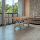 KNOX Adjustable Height Dining Table - Steel Base - 8 ft Acacia Top - Knox Deco - Tables