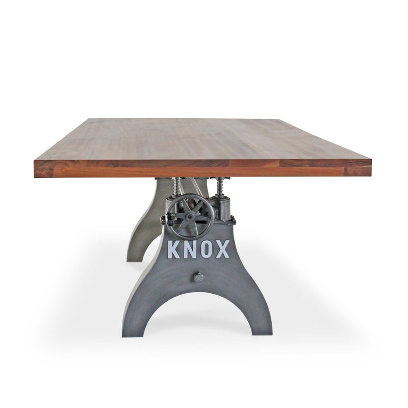 KNOX Adjustable Height Dining Table - Steel Base - 8 ft Acacia Top - Knox Deco - Tables