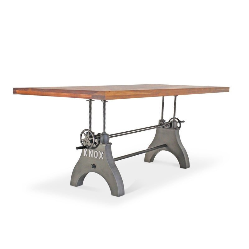KNOX Adjustable Height Dining Table - Steel Base - 8 ft Acacia Top - Knox Deco - Tables