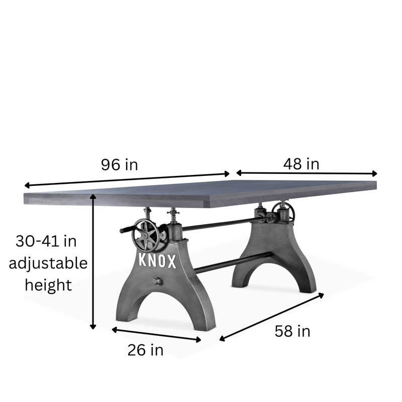 KNOX Adjustable Height Dining Table - Steel Base - 8 ft Gray Top - Knox Deco - Tables