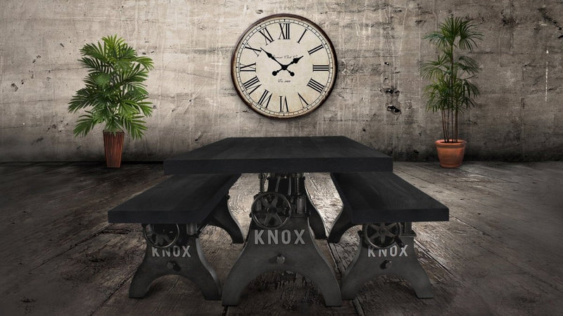 KNOX Adjustable Height Dining Table - Steel Base - Ebony Top - Knox Deco - Tables