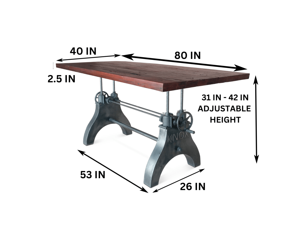 Adjustable Tale Base Heavy-duty Metal Adjustable Height Table Bases - Knox Deco