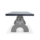 KNOX II Adjustable Dining Table - Industrial Iron Base - Pewter Gray Top - Knox Deco - Tables