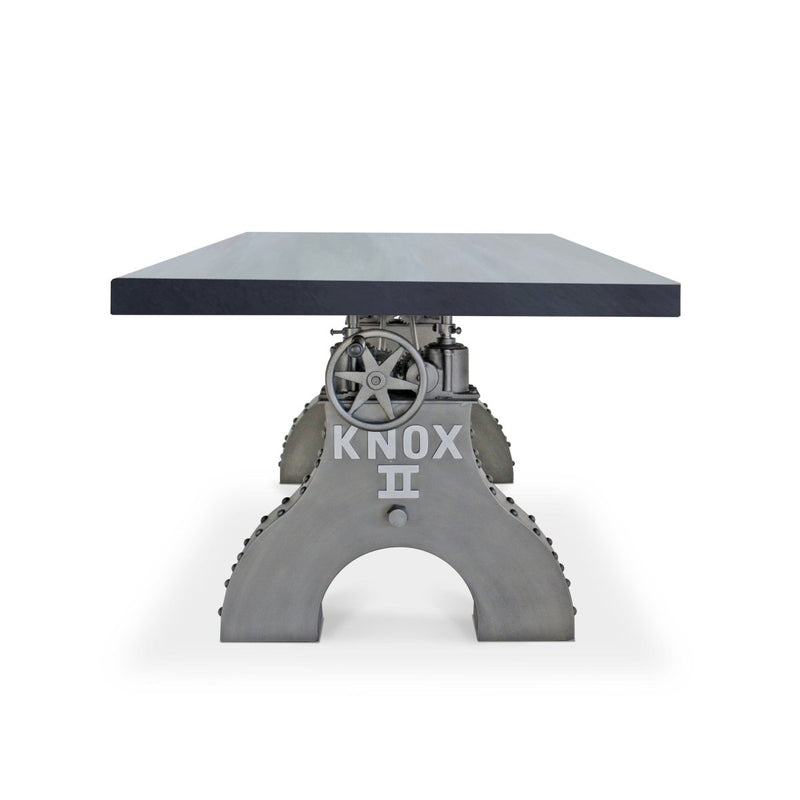 KNOX II Adjustable Dining Table - Industrial Iron Base - Pewter Gray Top - Knox Deco - Tables