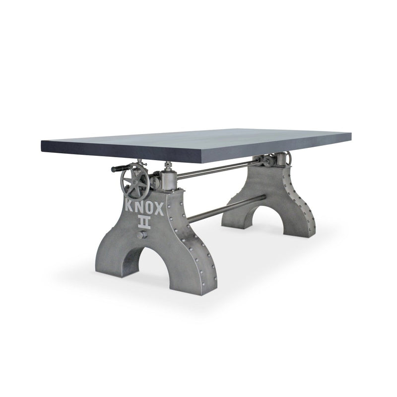 KNOX II Adjustable Dining Table - Industrial Iron Base - Pewter Gray Top - Knox Deco - Tables