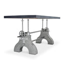 KNOX II Adjustable Dining Table - Industrial Iron Base - Pewter Gray Top - Knox Deco - Tables