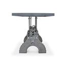 KNOX II Adjustable Dining Table - Industrial Iron Base - Pewter Gray Top - Knox Deco - Tables