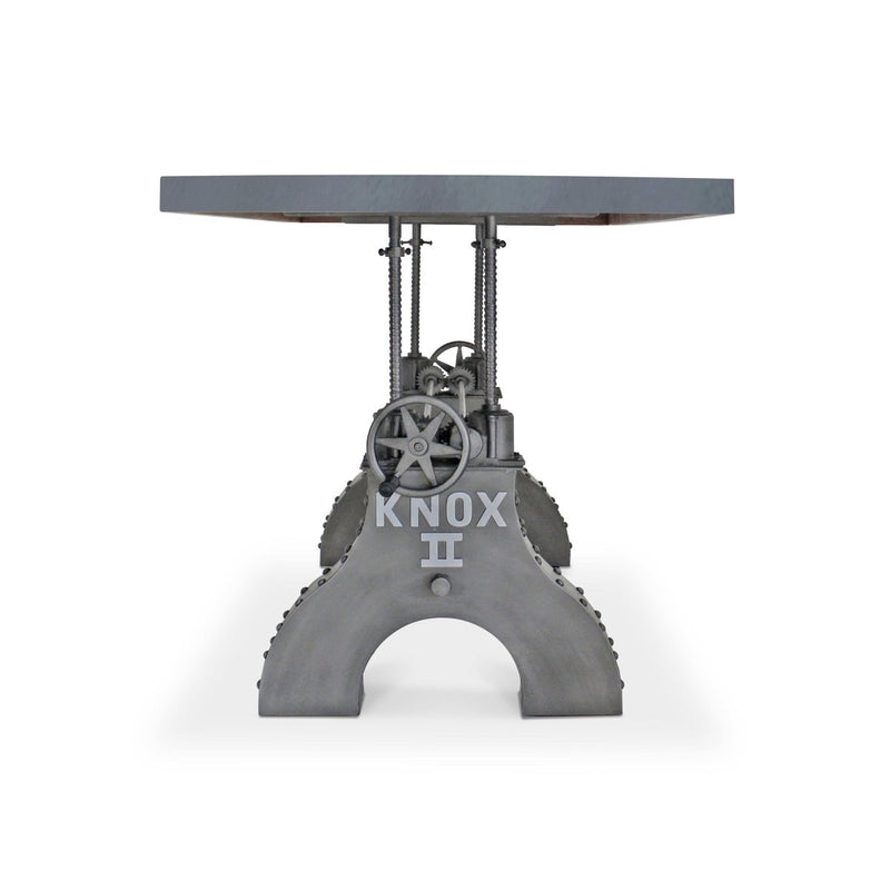 KNOX II Adjustable Dining Table - Industrial Iron Base - Pewter Gray Top - Knox Deco - Tables