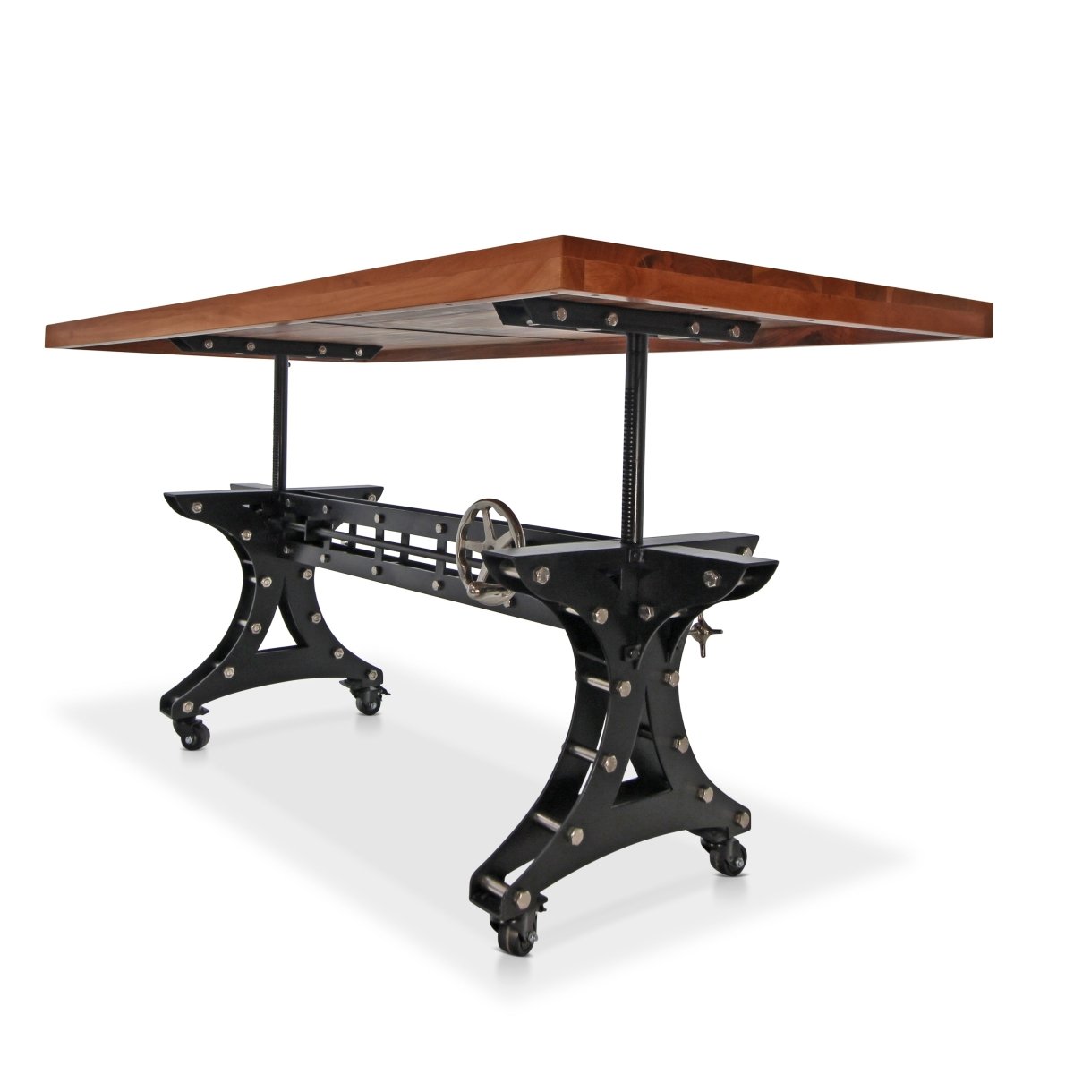 Longeron Industrial Dining Table Adjustable - Casters - Provincial Top ...