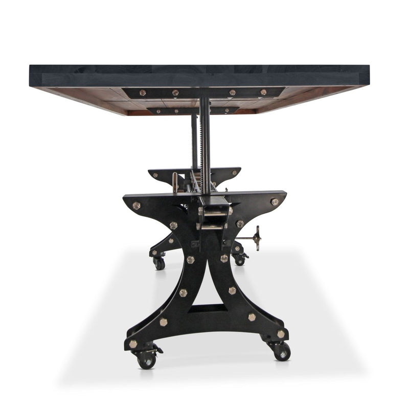 Longeron Industrial Dining Table Adjustable - Casters - Gray Hardwood Top - Knox Deco - Tables