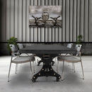 Longeron Industrial Dining Table Adjustable - Casters - Gray Hardwood Top - Knox Deco - Tables