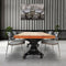 Longeron Industrial Dining Table Adjustable - Casters - Natural Hardwood Top - Knox Deco - Tables