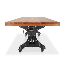 Longeron Industrial Dining Table Adjustable - Casters - Natural Hardwood Top - Knox Deco - Tables