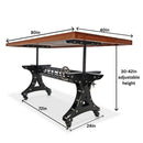 Longeron Industrial Dining Table Adjustable - Casters - Provincial Top - Knox Deco - Tables