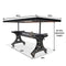 Longeron Industrial Dining Table Adjustable - Casters - Rustic Ebony Top - Knox Deco - Tables
