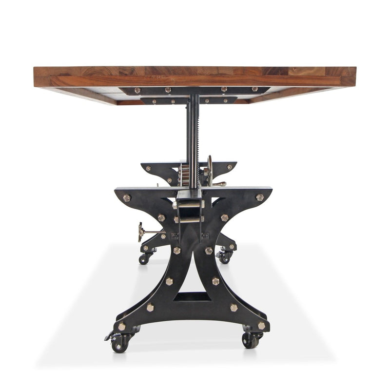 Longeron Industrial Dining Table Adjustable Casters - Rustic Natural Top - Knox Deco - Tables