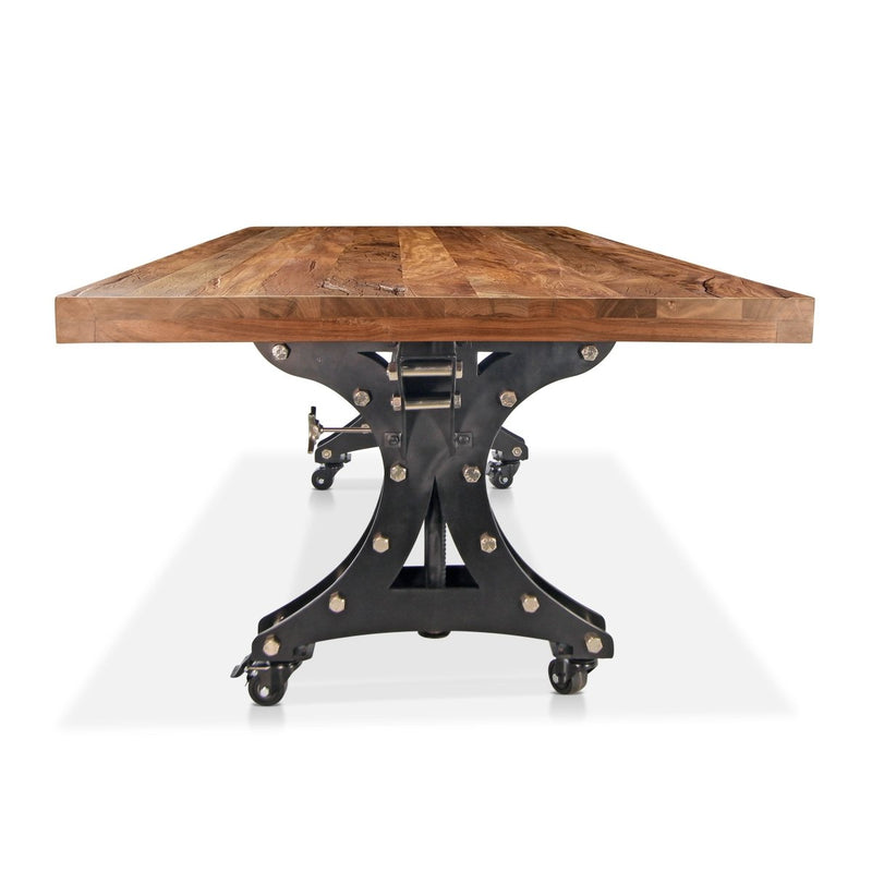 Longeron Industrial Dining Table Adjustable - Casters - Rustic Walnut Top - Knox Deco - Tables