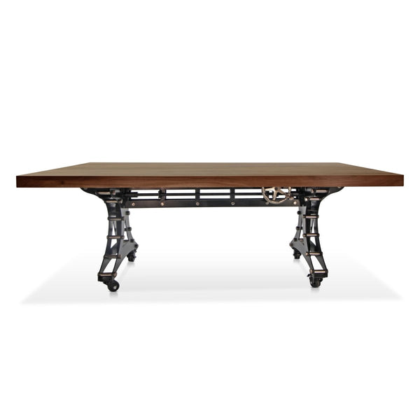 Longeron Industrial Dining Table Adjustable Height - Casters - Walnut - Knox Deco - Tables