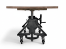 Otis Adjustable Writing Table Desk - Cast Iron Base - Casters - Acacia Top - Knox Deco - Desks