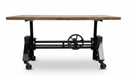 Otis Adjustable Writing Table Desk - Cast Iron Base - Casters - Acacia Top - Knox Deco - Desks