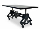 Otis Adjustable Writing Table Desk - Cast Iron Base - Casters - Ebony Top - Knox Deco - Desks