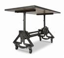 Otis Adjustable Writing Table Desk - Cast Iron Base - Casters - Espresso Top - Knox Deco - Desks