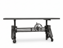 Otis Adjustable Writing Table Desk - Cast Iron Base - Casters - Espresso Top - Knox Deco - Desks