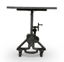 Otis Adjustable Writing Table Desk - Cast Iron Base - Casters - Espresso Top - Knox Deco - Desks