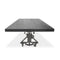 Otis Steel Dining Table - Adjustable Height Iron Base - Casters - 8ft Ebony Top - Knox Deco - Tables