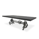 Otis Steel Dining Table - Adjustable Height Iron Base - Casters - 8ft Ebony Top - Knox Deco - Tables