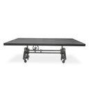 Otis Steel Dining Table - Adjustable Height Iron Base - Casters - 8ft Ebony Top - Knox Deco - Tables