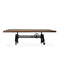 Otis Steel Dining Table - Adjustable Height Iron Base - Casters - 8ft Natural Rustic Top - Knox Deco - Tables