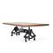 Otis Steel Dining Table - Adjustable Height Iron Base - Casters - 8ft Natural Top - Knox Deco - Tables