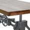 Otis Steel Dining Table - Adjustable Height Iron Base - Casters - 8ft Natural Top - Knox Deco - Tables